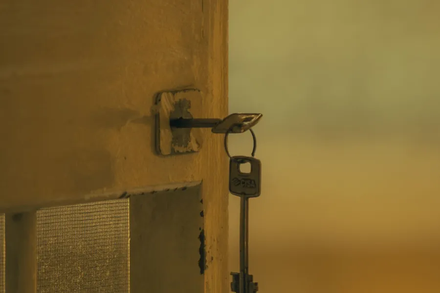 Detalle de una cerradura de vivienda